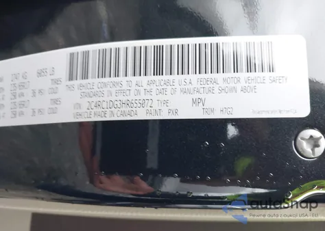 2017 Chrysler Pacifica Touring z USA, uszkodzony, nr VIN 2C4RC1DG3HR655072